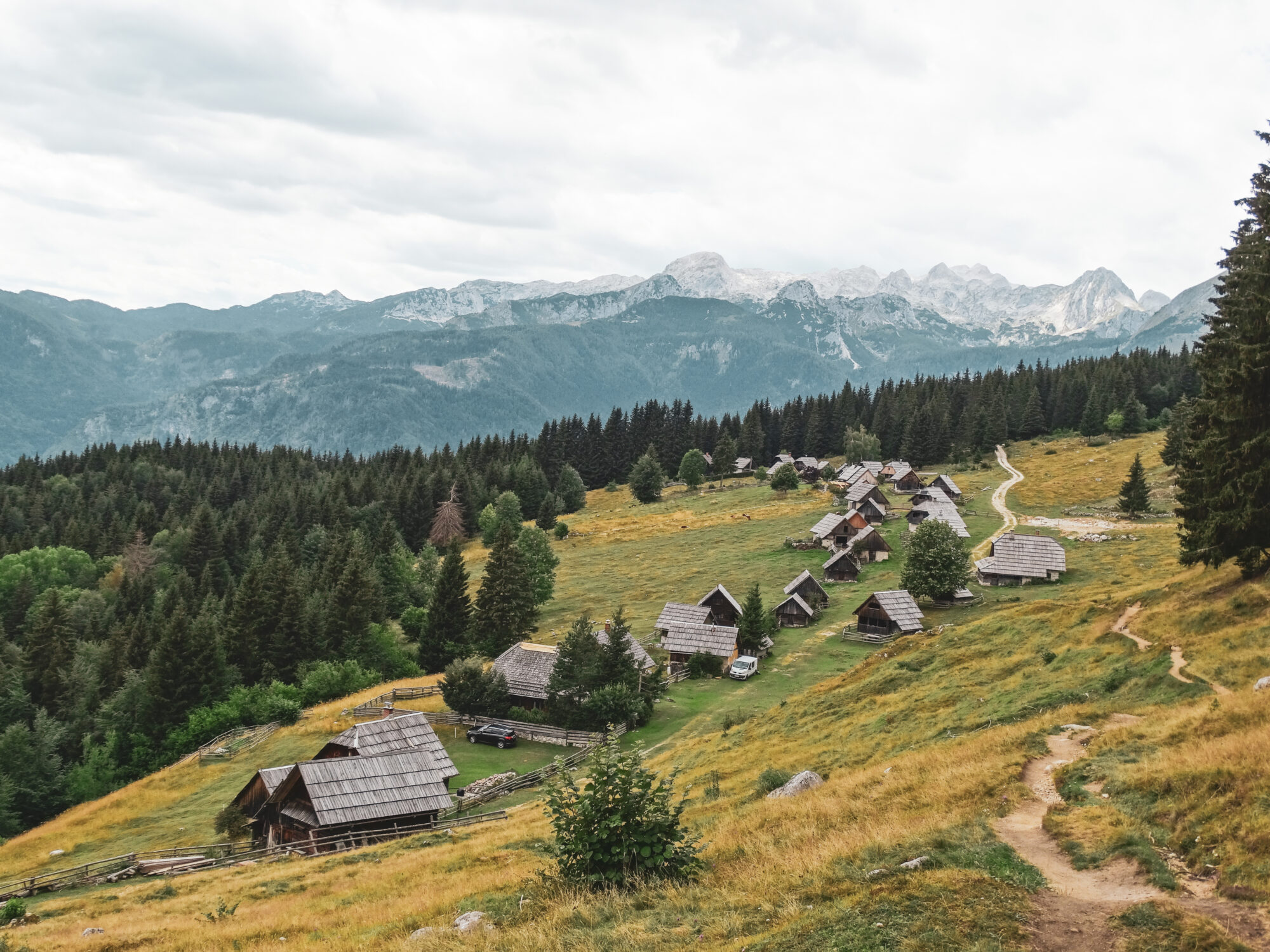 Vue depuis les hauteurs sur Planina Zajamniki, Slovénie