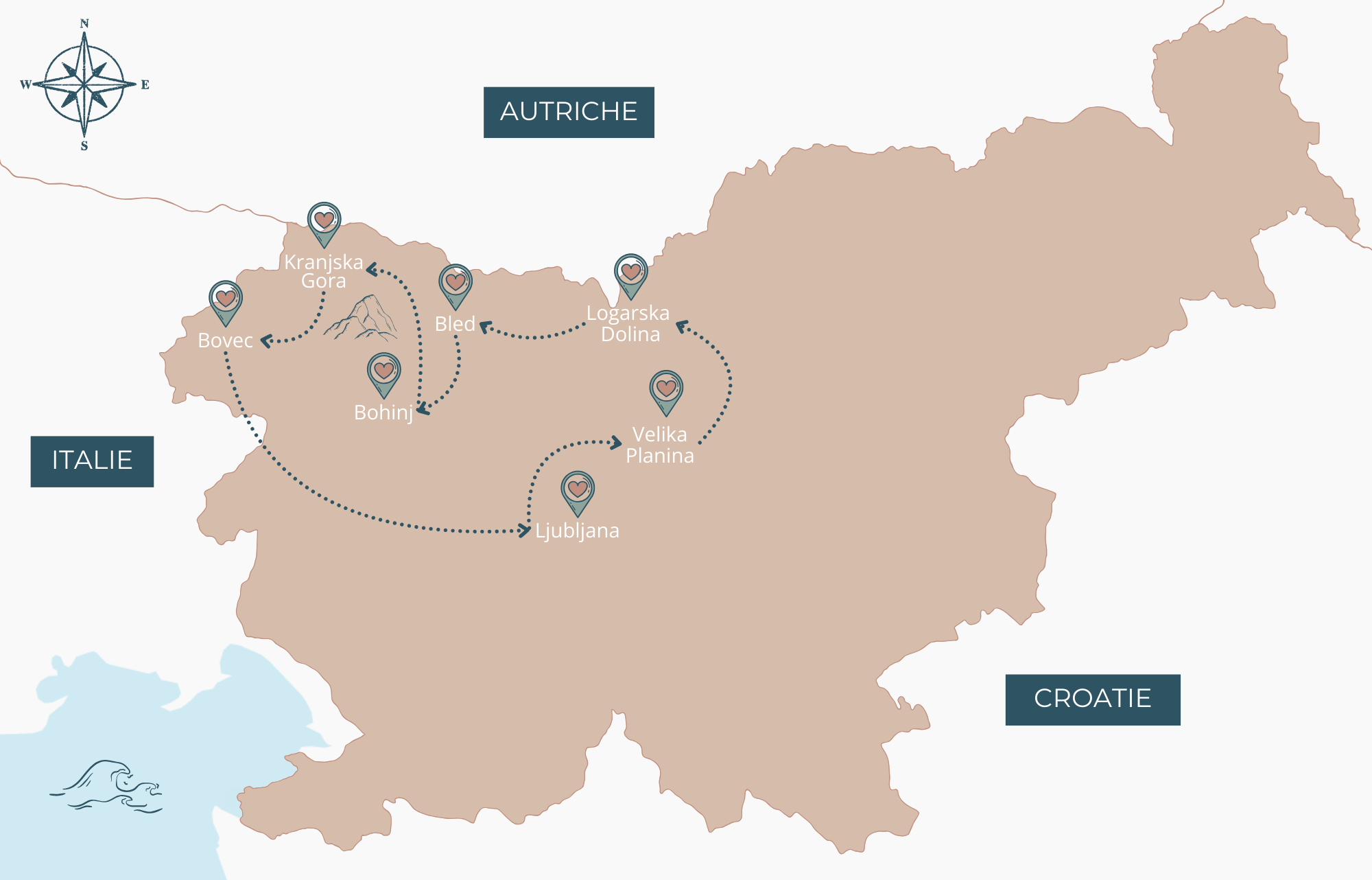 carte de notre roadtrip en Slovénie